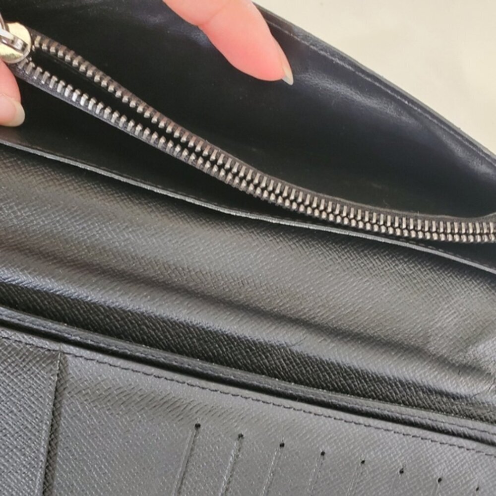 Louis Vuitton Monogram Eclipse Brazza Long Wallet Black France - Picture 7 of 11